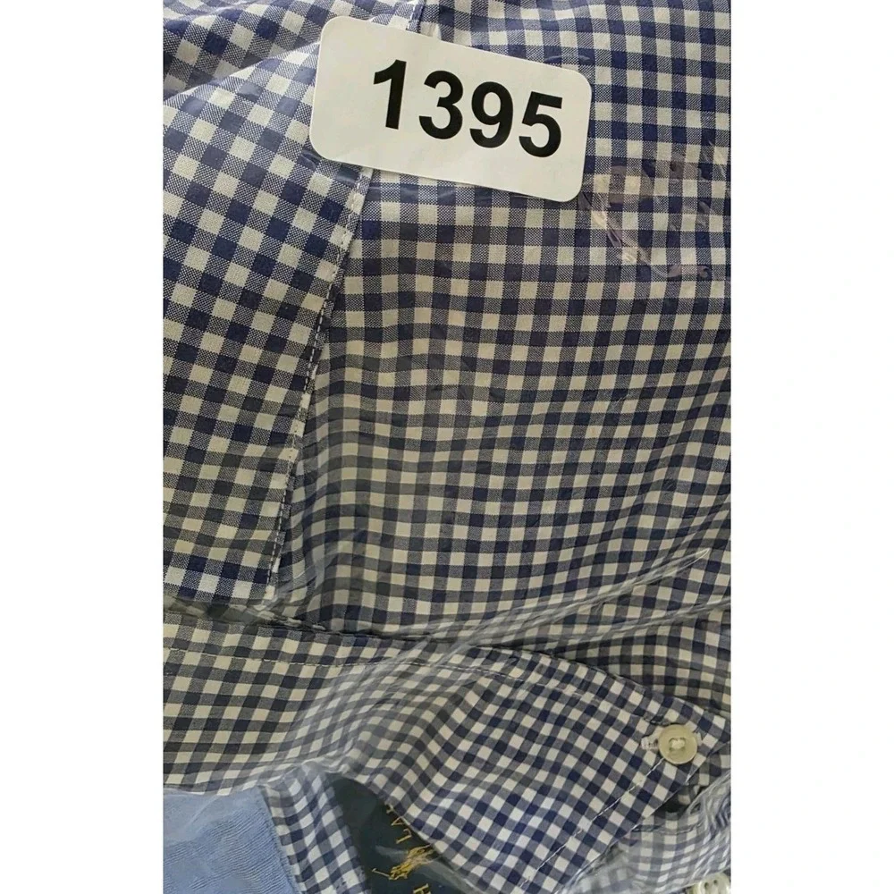 Polo Ralph Lauren Shirt Mens 2XL Blue White Gingham Button Down Big Tall Stretch
